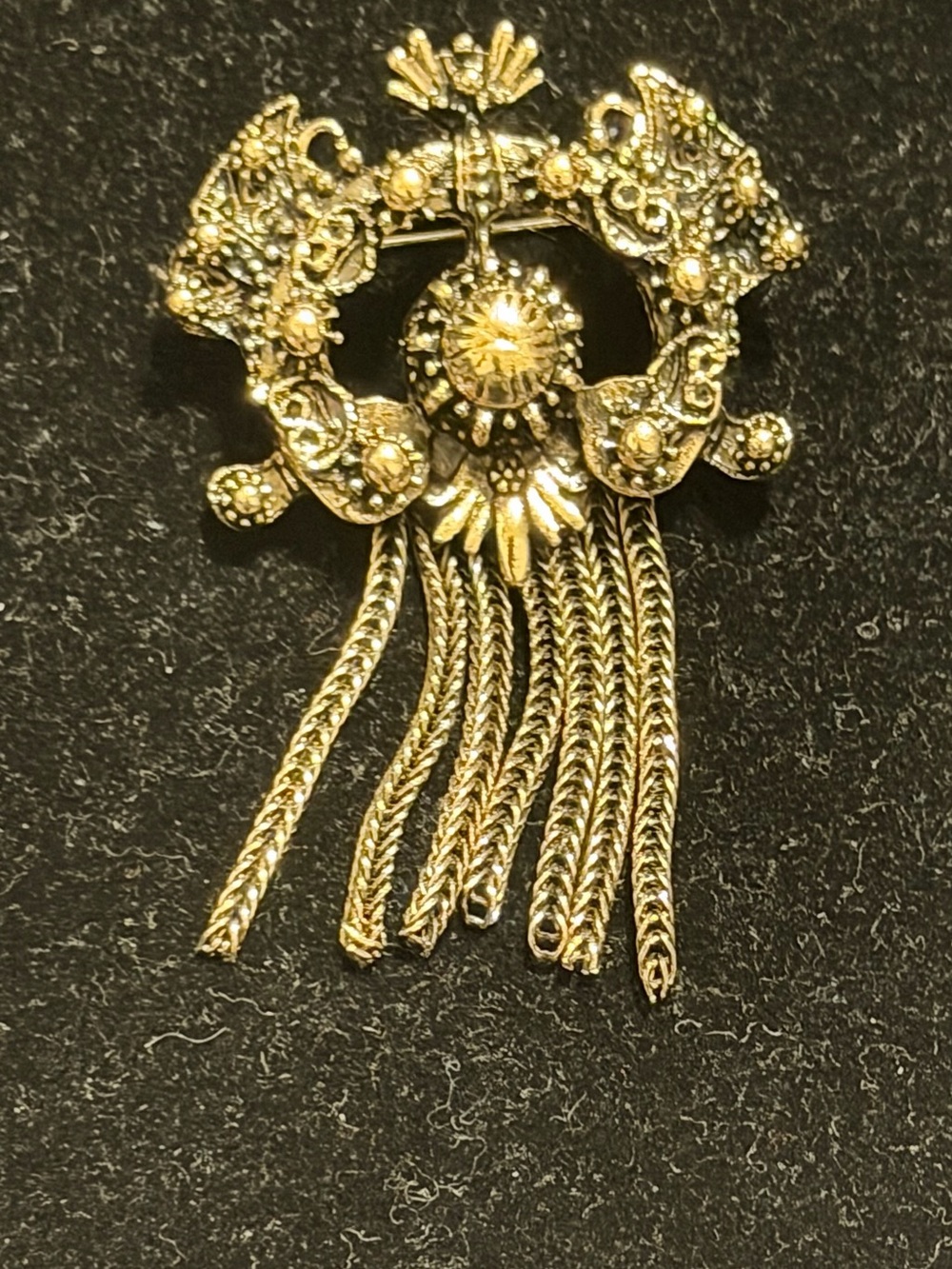 Gold-Tone Decorative Tassel Brooch - Women's Jewelry